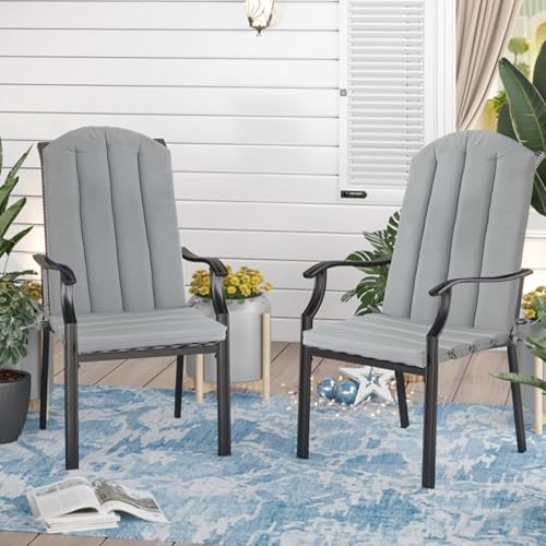 Adirondack Chair Cushion Set of 2 Indoor Outdoor Furniture Cushions Rocking Chair Cushions with Straps Replacement Folding Patio Chair Pad,19.7x18.9x1.5 Inch（Grey） - color: Grey