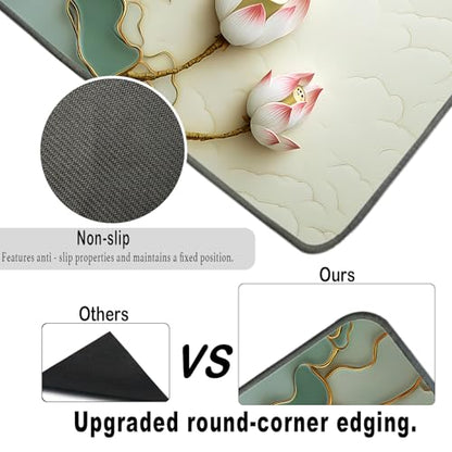 Nuxovilar Golden Lotus Dryer Cover for the Top, Non-slip Washer & Dryer Protector, 23.62"x19.68" Dust-proof Washing Machine Mat, Diatom Mud Polyester Top Pad for Laundry Room - color: YMi00509
