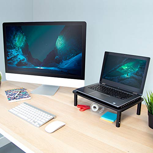 Mount-It! Metal Monitor Riser 2-Pack | Height Adjustable Computer Display and Laptop Stand for Desktop | Fits Up to 32" Screens, 44 Lbs Capacity, Set of Two Risers - size: Set of 2