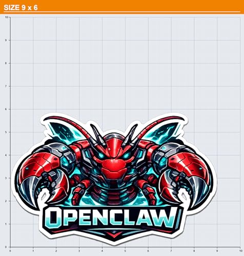 OpenClaw Vinyl Decal Sticker | Red Robot Lobster Design | Gaming Decor | Cyberpunk Style | Unique Wall Art | Collector's Item - size: 9-inch