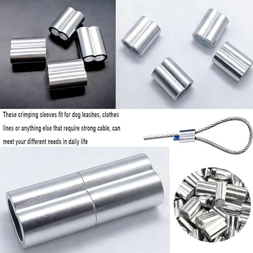 Pack of 120 Aluminum Crimping Loop Sleeve Cable Crimp for 5/32 inch Diameter Double Ferrule Wire Rope and Cable (4mm)