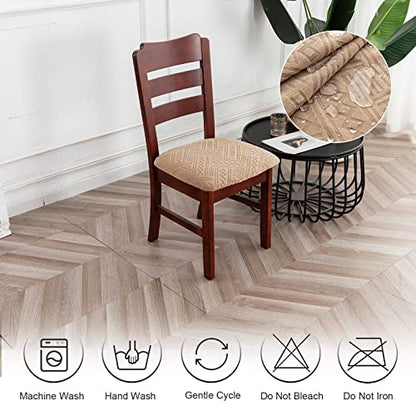 Genina Chair Seat Covers Waterproof Dining Room Chair Covers 2 Pack Stretch Seat Covers for Dinning Room Chair Protector Slipcover for Kitchen, Hotel (2, Pattern1-Khaki) - color: Pattern1-khaki