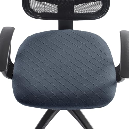 Stretch Jacquard Office Chair Cover, Removable Washable Desk Chair Cover, Anti-dust Seat Cushion Protectors - Dark Grey - color: Dark Grey, size: Chair Seat Cover