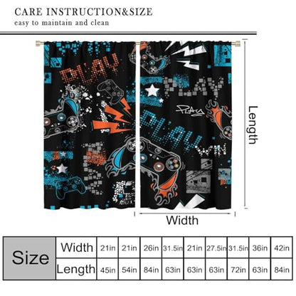 Colourful Gamer Curtain, Boys Gamepad Retro Video Games Window Curtains for Kids Teens Room Living Room 42" W X 45" L - color: Gamepad-4, size: 20.5"W x 45"L (Pack of 2)