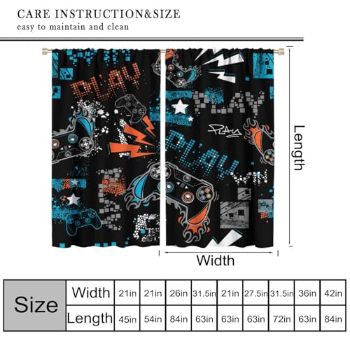 Colourful Gamer Curtain, Boys Gamepad Retro Video Games Window Curtains for Kids Teens Room Living Room 42" W X 45" L - color: Gamepad-4, size: 20.5"W x 45"L (Pack of 2)