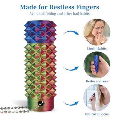 Little Ouchies Pain Stim Fidget Toy, 3D Printed Pocket Spiky Keychain with Clicker Button Spinner Sensory Toys for Anxiety Focus & Stress Reduction Novelty Gifts(X2) - color: X2