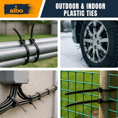 ALBO Black Zip Ties 20 Inch Plastic Cable Ties 100 Pack Tie Wraps Heavy Duty 200lb UV Resistant Nylon Wire Ties - size: 20" Black 100 Pack 200lb