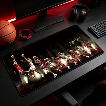 31.5x11.8 Inch Non-Slip Long Extended Large Gaming Mouse Pad with Stitched Edges XL Laptops Keyboard Mouse Mat - color: MJ Dunk