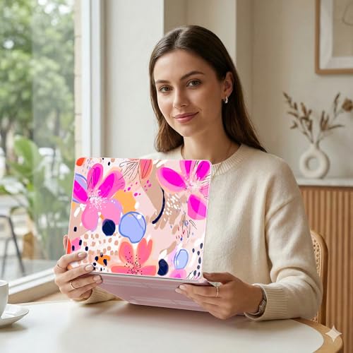 DONGKE Compatible with MacBook Neo 13 Inch Case 2026 A3404 A18 Pro chip & Touch ID, Plastic Hard Shell with Keyboard Cover, Screen Protector & Dust Plugs, Floral Artistic - color: Floral Artistic