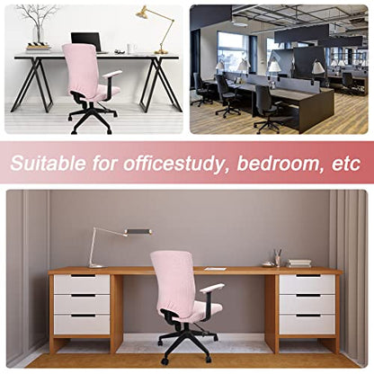 Tallew 4 Pcs Office Chair Covers Set Computer Universal Protective Stretchable Chair Seat Covers Desk Armrest Slipcovers Pads Office Cushion Backrest for Rotating (XL,Pale Pink) - color: Pale Pin