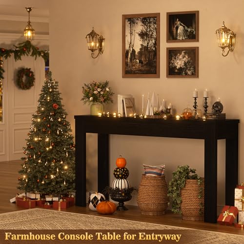 Armocity Console Table, 47" Farmhouse Wood Entryway Table, Sofa Tables Narrow Long Behind Couch, Entry Table for Entrance, Hallway, Living Room, Embossed Black - color: Embossed Black, size: 47"