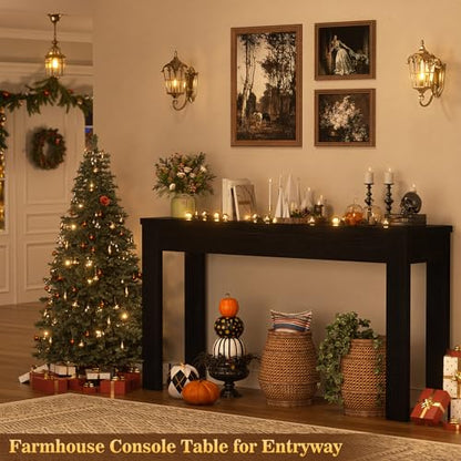 Armocity Console Table, 47" Farmhouse Wood Entryway Table, Sofa Tables Narrow Long Behind Couch, Entry Table for Entrance, Hallway, Living Room, Embossed Black - color: Embossed Black, size: 47"