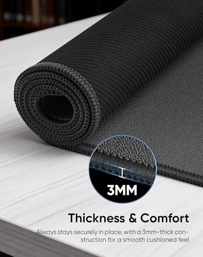 Reniteco Waterproof Large Gaming Mouse Pad with Durable Stitched Edges, Non-Slip Rubber Base, Grainy Jacquard Mouse Mat Desk Pad for Home Office Gaming, 31.5''x11.8''x0.12'', Matte Black - color: Matte Black, size: 31.5''x 11.8''x0.12"