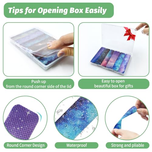 72 Pieces Anxiety Sensory Stickers with Storage Box - Sensory Stickers 2 Textured Surface - Fidget Strips for Office Desk Adult Stress (Galaxy) - style: Galaxy Style