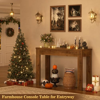 Armocity Console Table, Small Farmhouse Wood Entryway Table, Sofa Tables Narrow Long Behind Couch, Entry Table for Entrance, Hallway, Living Room, 32", Brown Oak - color: Brown Oak, size: 32"