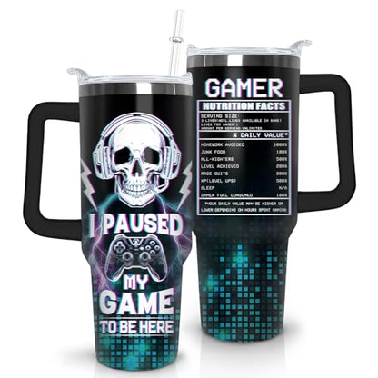 Game Tumbler with Lid and Straw, 40oz Gamer Water Bottle Cup with Handle, Gaming Travel Coffee Mugs, Birthday Gifts for Gamer Men Boys - color: Game 04, size: 40 Ounces