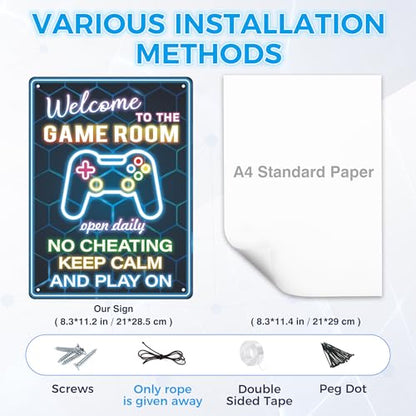 Game Room Neon Wall Art Decor for Boys-Cool Video Game Themed Sign,Gaming Poster for Teen Boy Bedroom, Gamer Gift for Son, Friends, Game Lover（11 * 8inches，Rope Included）