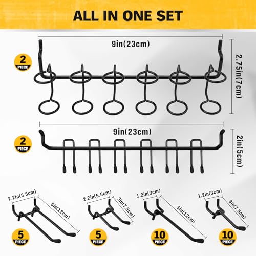 ELEAD 286-Piece Extra Thick Pegboard Hooks Set, 1/4" Heavy Duty Black Peg Board Organizer Accessories with Bins, Metal Pegboard Accessories with Pegs Lock, Peg Board Hooks for Hanging - color: 286-Piece Extra Thick Black