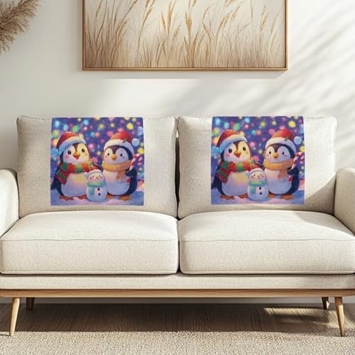 Penguin Headrest Covers for Recliners Christmas Indoor Decor Couch Headrest Covers for for Home Living Room Sofa Head Protector 2 Pcs - color: Christmas Penguin