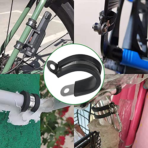 OURU 15pcs 1-1/2 Inch Stainless Steel Cable Clamps,Rubber Coated Cushioned Insulated Cable Clamp,Automotive Cable Wire Clamps,Pipe Clamps,Metal Clamp for Tube,Lines,Wire Cord Installation(Black,38mm) - size: 15pcs - 1-1/2"