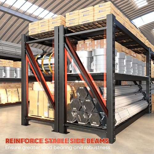 Bepatio 7050LBS Heavy Duty Garage Shelving,68''W Storage Shelves Metal Shelving Unit, 3 Tier Shelf,Adjustable Industrial Shelving for Warehouse Commercial Storage Rack,68''Wx23.7''Dx66''H - size: 68"W x 23.7"D x 66"H, 3-Tier