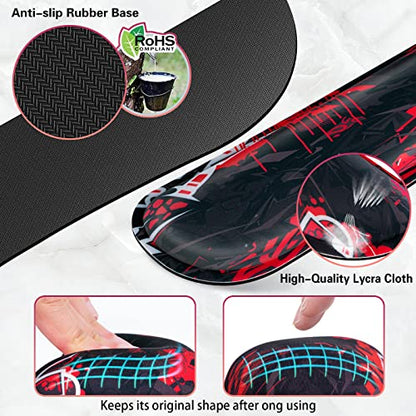 Canjoy Gaming Mouse Pad Set, 4-in-1 XXL Large Mouse Pad + Keyboard Wrist Rest Support+ Coaster, (35.4×15.7 in) Extended Desk Pad Memory Foam Non-Slip Desk Mat for Home Office - color: Black Red
