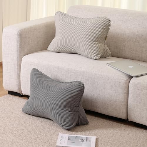 Pat. Pend. Corduroy Lumbar Support Back Pillow for Watching TV, Reading & Gaming, Ergonomic Triangle Support Cushion for Sofa, Armchair & Bed Sitting, Removable Washable Cover, Beige Gray - color: Beige Gray