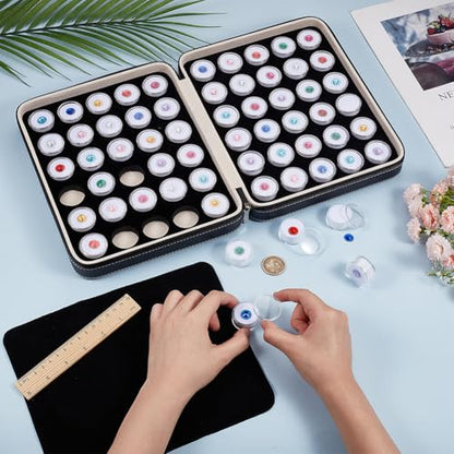 BENECREAT 60 Pcs 1.2x0.6 Inch Plastic Gem Jars, Closeable Gemstone Collection Storage Box with Foam Insert, Display Tray Set for Loose Diamond Collectibles Crystal, Diamond Display Case - color: White