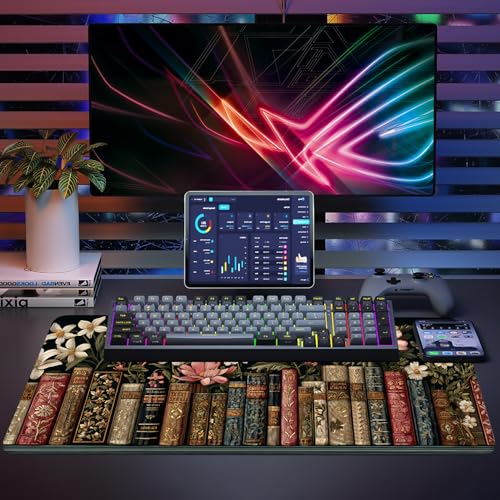 Mouse Pad, Large Anti-Slip with Stitched Edges Desk Mat Desktop Laptop Computer Desk Keyboard Mat,Table Protector Blotter Mat (Book, 35.4" x 15.7") - color: Book, size: 35.4" x 15.7"