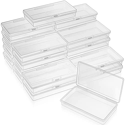 SATINIOR 24 Packs Small Clear Plastic Beads Storage Containers Box with Hinged Lid for Storage of Small Items, Crafts, Jewelry, Hardware (4.8x2.44x0.9 Inches) - size: 4.8 x 2.44 x 0.9 in