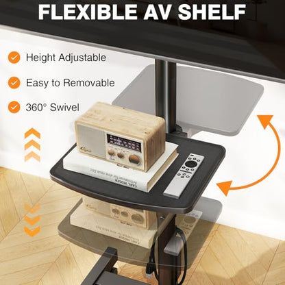 TVON Floor TV Stand with Power Outlet for 13-50 inch TVs up to 55 lbs, Height Adjustable TV Mount Stand with Tilt and Rotat, Max VESA 200x200mm - size: 13-50 inch TVs, 55 lbs capacity