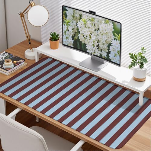 Maroon Striped Desk Mat Cute Pastel XXL Large Gaming Mouse Pad Desk Pad Kawaii Cozy Aesthetic Keyboard Laptop Computer Mat Home Office Decor for Women - color: A7- Maroon