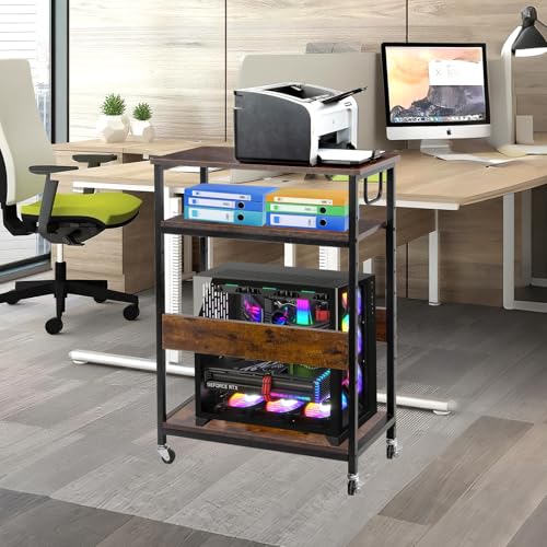 TooCust Extra Large Height Adjustable Computer Tower Stand, Computer & Machine Carts, PC Tower Stand, Printer Stands with Steel Wheels, Holds Up to 110 lbs (Fits 11" D x 22" W x 24.5" H Towers) - style: Large(for mini, mid and full tower)