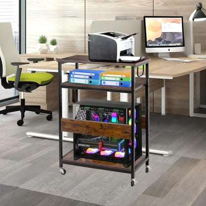 TooCust Extra Large Height Adjustable Computer Tower Stand, Computer & Machine Carts, PC Tower Stand, Printer Stands with Steel Wheels, Holds Up to 110 lbs (Fits 11" D x 22" W x 24.5" H Towers) - style: Large(for mini, mid and full tower)