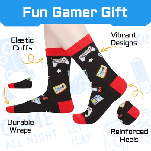 HAPPYPOP Music Gifts for Music Lovers - Guitar Saxophone Violin Socks for Musicians Players - color: Just Boy Gaming Black