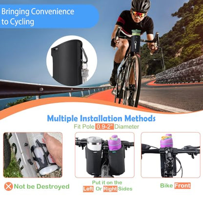 12-40oz Silicone Bike Water Bottle Holder with Removable Non-Slip Straps, Multi-Holes Installing Bike Cup Holder Water Bottle Holder for Mountain Bike, eBike, Scooter - Black - color: Silicone, Black