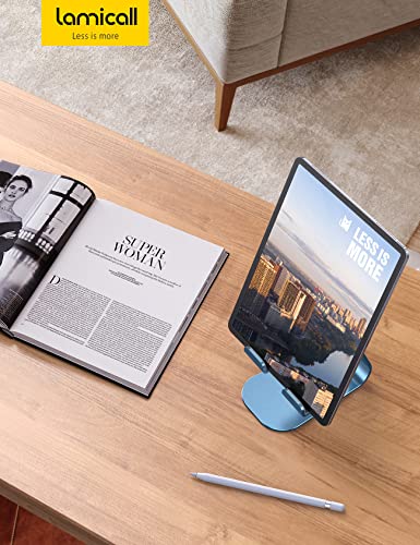 Lamicall Tablet Stand, Adjustable Tablet Holder - Desktop Stand Dock Holder Gifts Compatible with 4-13" Tablets Such as iPad Pro 11, 9.7, 10.5, 12.9 Air Mini, Kindle, Tab, iPhone Air 17 Pro Max, Blue - color: Blue
