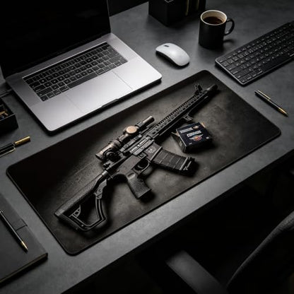 31.5x11.8 Inch Non-Slip Long Extended Large Gaming Mouse Pad with Stitched Edges XL Laptops Keyboard Mouse Mat (Black Gun) - color: Black Gun