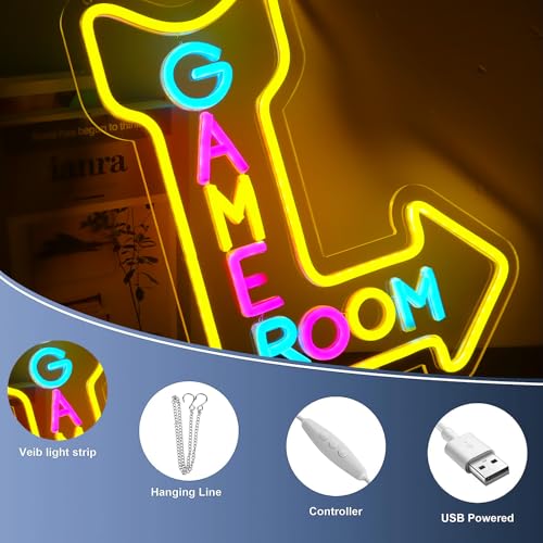 Game Room Neon Signs for Wall Decor，Led Neon Light for Man Cave, Gamer Party Decorations Gifts - style: Game room001