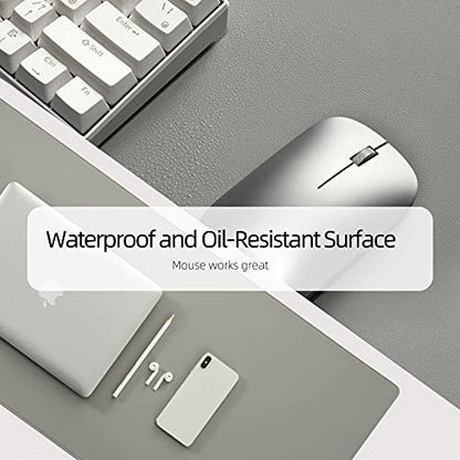 Wolaile PU Leather Desk Pad Blotter,Light Grey Waterproof Office Desktop Mat,36x17in Non-Slip Large Mouse Pad/Writing Protector/Desk Accessories - color: Gray
