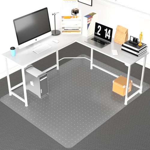 Office Chair Mat for Carpeted Floor, 63"x51" Clear Desk Mat for Carpet Large Protector Floor Mat On Low Pile Carpets, Easy Glide Rolling Plastic Floor Mat, Computer Chair Mat for Home Office - size: 63 in x 51 in without lip