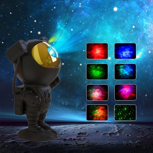 SFOUR Astronaut Galaxy Projector Night Light，Lights for Bedroom,Kids Room Decor Aesthetic, Adjustable Head Angle,Gift for Kids Adults Home Party Ceiling Decor，Christmas Gift - color: Black