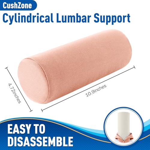 Lumbar Roll Support Pillow for Office Chair, Car, Gaming Chair, Memory Foam Back Cushion with Washable Cover for Relieving Back Pain & Improving Posture,Pink - color: Pink, size: Standard