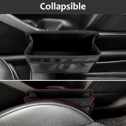 Accmor Collapsible Car Trash Can, Vehicle Garbage Organizer Holder Bin with One Roll Trash Bag, Waterproof Hanging Mini Auto Dustbin Accessories Storage Container for Vans, SUVs - color: Black/Gray