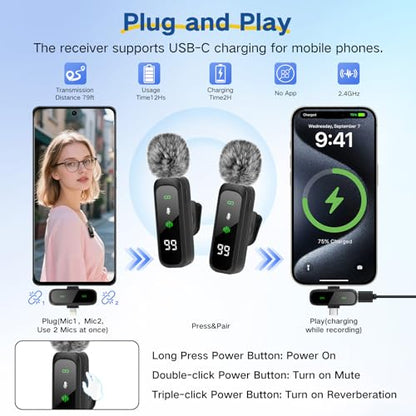 Content Creator Vlogging Kit,180CM Metal Selfie Stick Tripod with Light and Wireless Microphones,Vlogging Kit for iPhone/Android,Phone Tripod for Tiktok &YouTube Starter Kit - color: Black-SM
