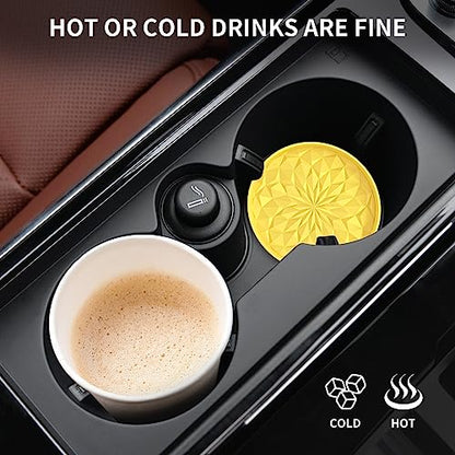 ME.FAN Car Coasters for Cup Holders [4 Pack] - 2.75In Silicone Auto Mug Mats - Universal Non-Slip Recessed Car Interior AccessoriesYellow - color: 4 Pack-yellow