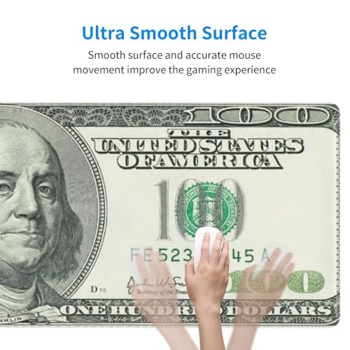 Money Gaming Mouse Pad, USA Dollar Large Extended Desk Mat 11.8X 31.5 inches with Non-Slip Base & Stitched Edges, Waterproof Desk Mat for Office, Home, Laptop, Computer Keyboard - color: Money_10