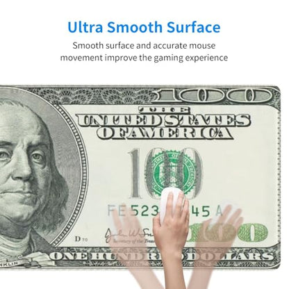 Money Gaming Mouse Pad, USA Dollar Large Extended Desk Mat 11.8X 31.5 inches with Non-Slip Base & Stitched Edges, Waterproof Desk Mat for Office, Home, Laptop, Computer Keyboard - color: Money_10
