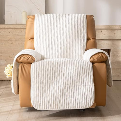 Recliner Chair Covers That Stay in Place, Waterproof Recliner Sofa Cover, Non-Slip Chair Protector, Washable Furniture Cover for Dogs, Cats and Kids (White, 23.6" Recliner Chair) - color: White