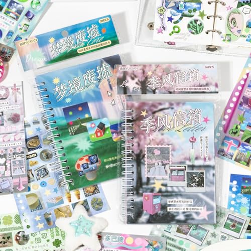 Monsoon Postbox Sticker Book, 30 Sheets Japanese Decals | Glossy, matte, textured finishes; clean-edge cuts; journals, scrap albums, planners, prayer, vision boards, cards, crafts - color: Dream Monsoon